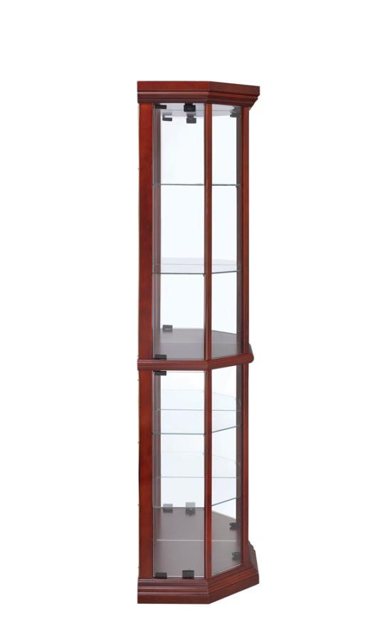 Appledale - 6-Shelf Corner Curio Display Cabinet - Medium Brown - Atlantic Fine Furniture Inc