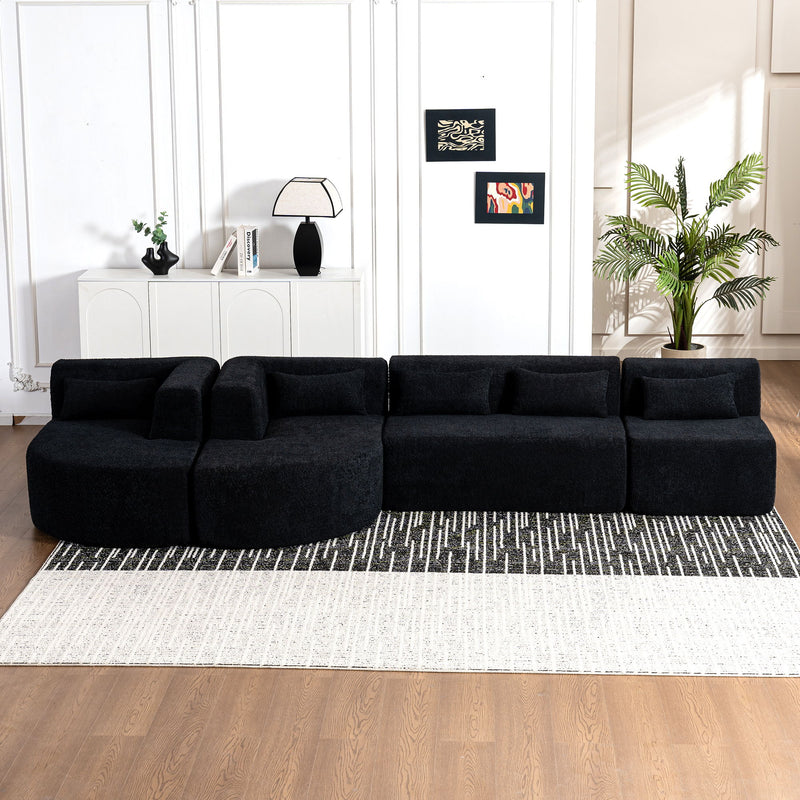 Upholstered Sofa Free Combined Sofa Couch With Two Chaise Lounge And Five Back Pillows For Living Room