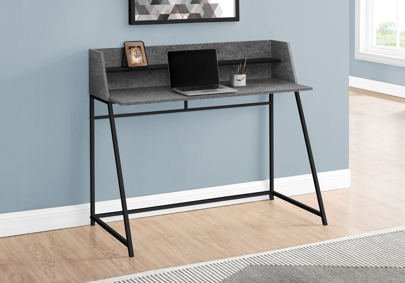 Computer Desk For Home Office, Laptop, Storage Shelves, Marble Look Contemporary & Modern