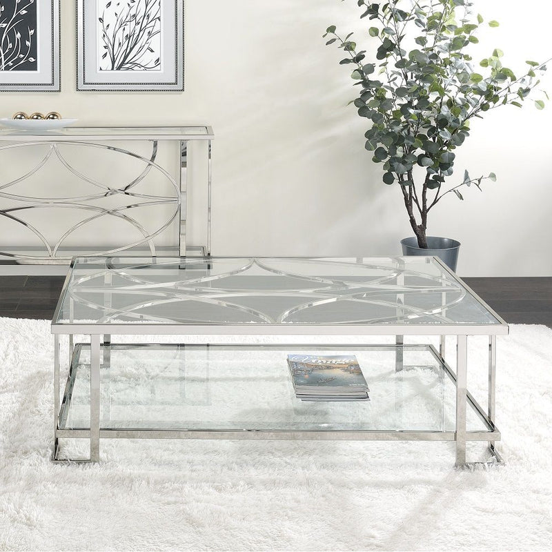 Kalan - Coffee Table - Glass & Silver