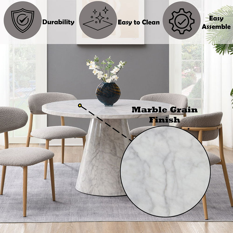 Kacey - Round Dining Table - Engineered Stone Finish