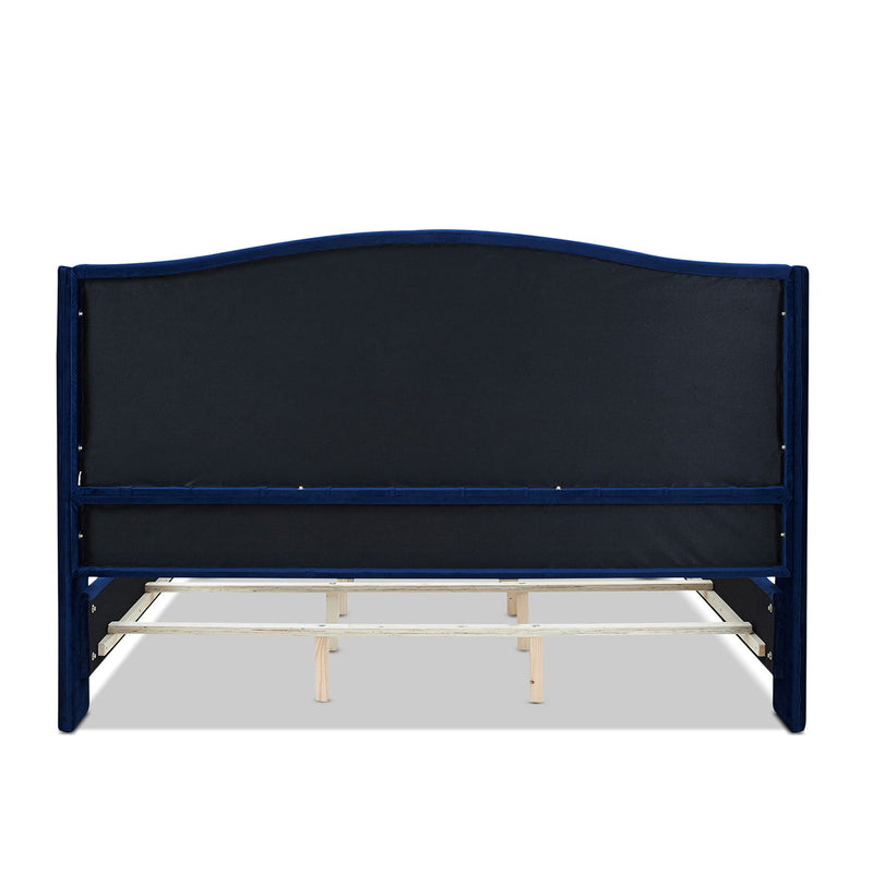 Marcella - King Upholstered Shelter Headboard Bed Set - Navy Blue