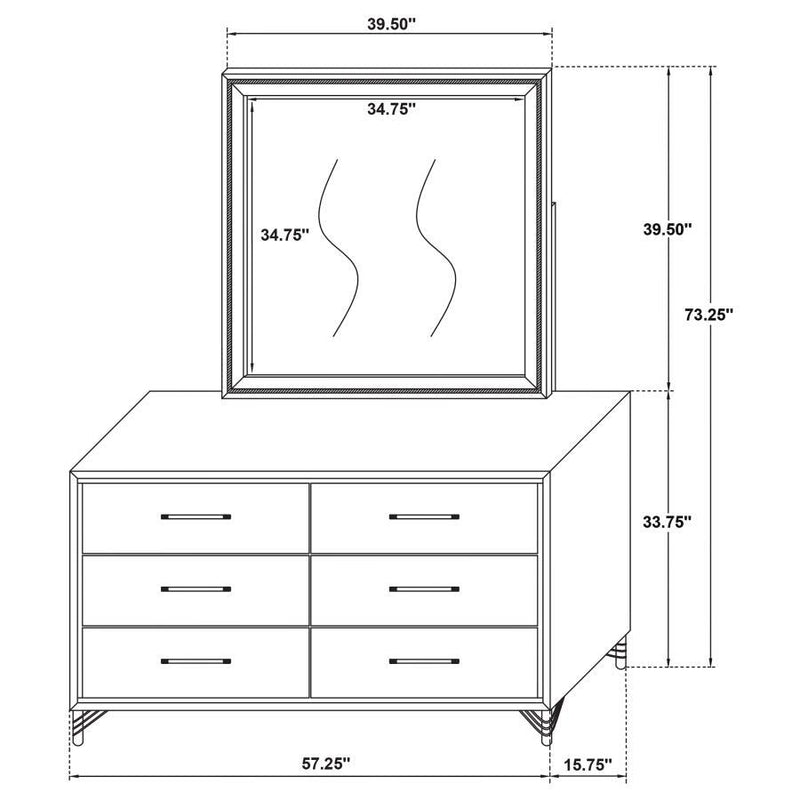 Lucia - 6-Drawer Dresser With Mirror - White