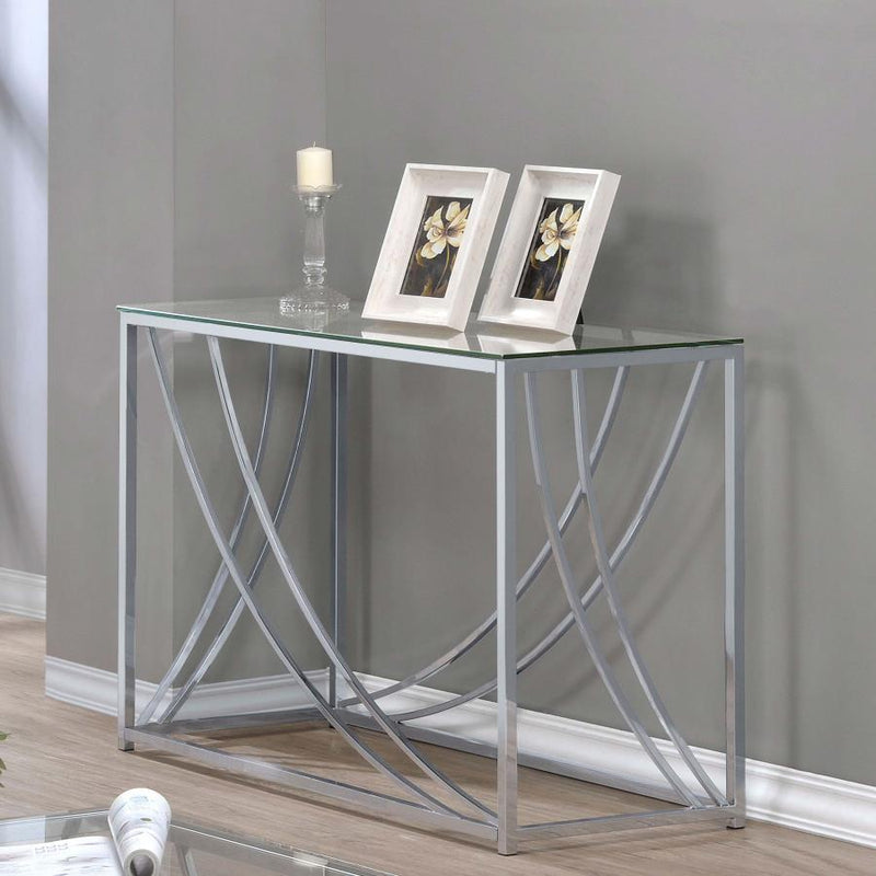 Lille - Glass Top Entryway Sofa Console Table Accents - Chrome - Atlantic Fine Furniture Inc