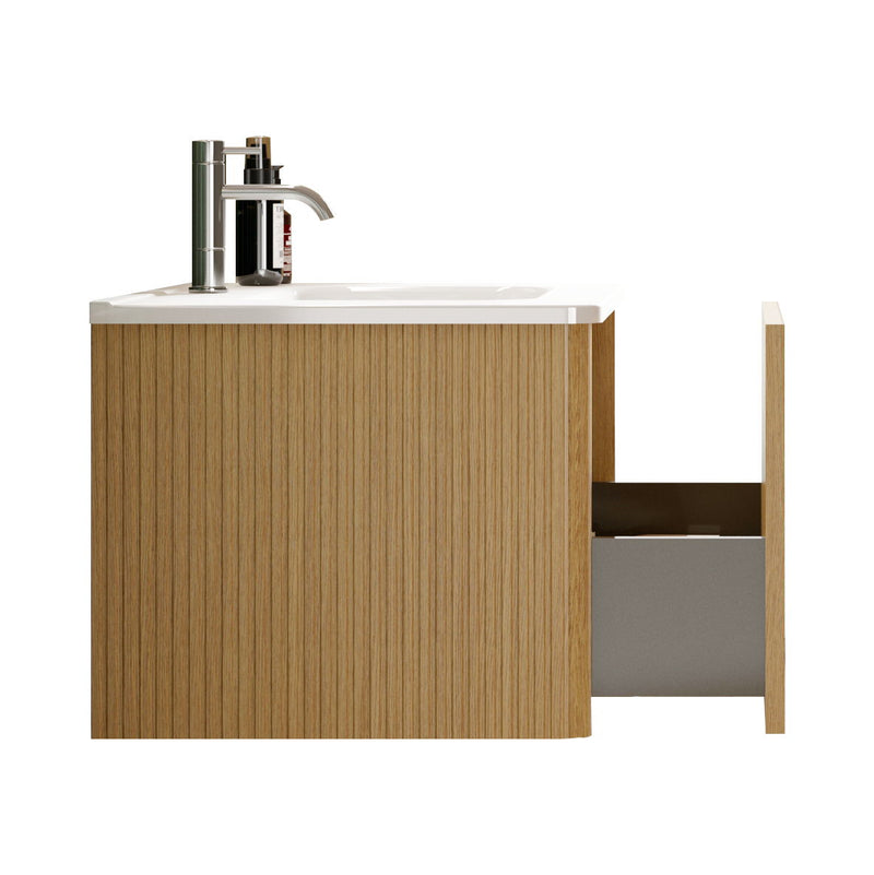 Etna - Striped Bathroom Vanity With Ceramic Sink, Wall Mounted Floating Bathroom Vanity For Modern Bathroom