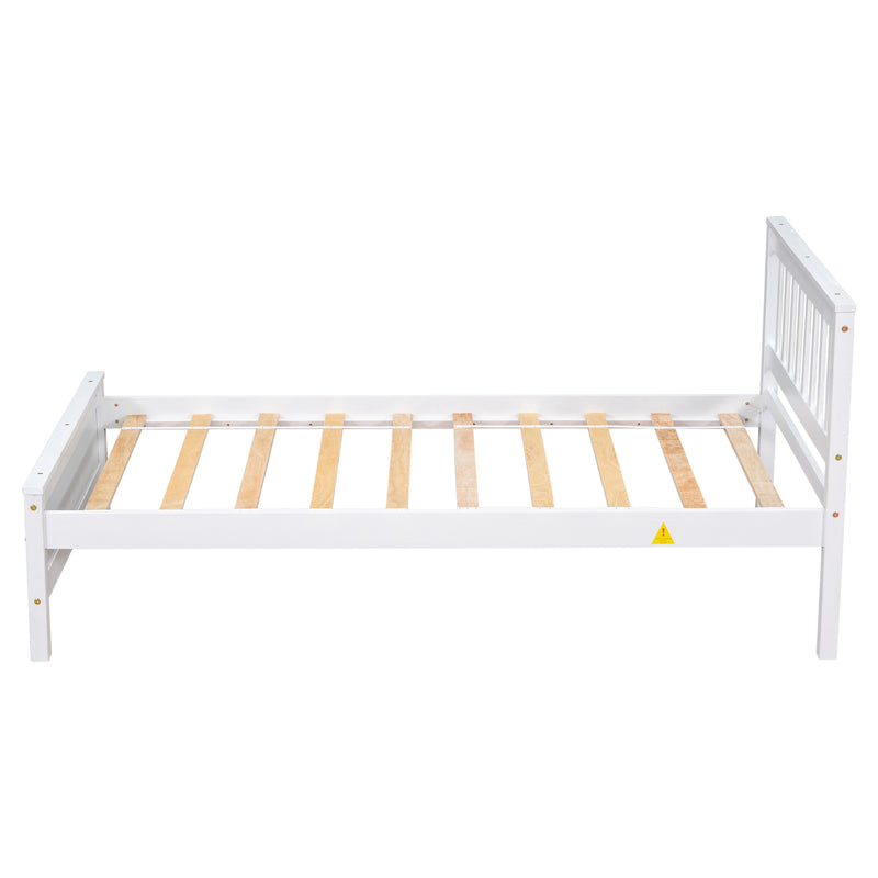 Twin Bed with Headboard and Footboard for Kids, Teens, Adults,with a Nightstand,Wite