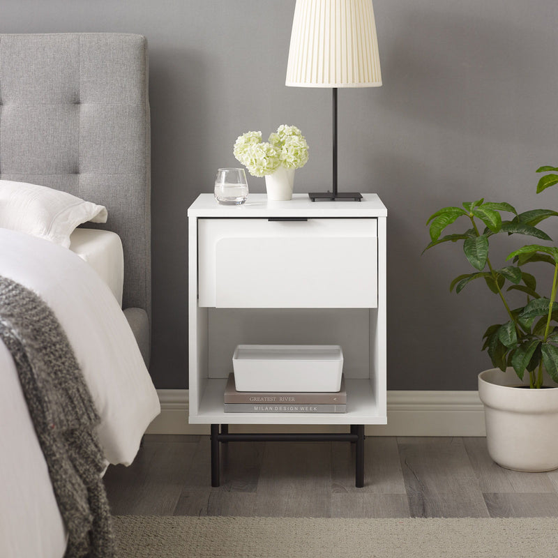 Modern 1 Drawer Nightstand - Solid White