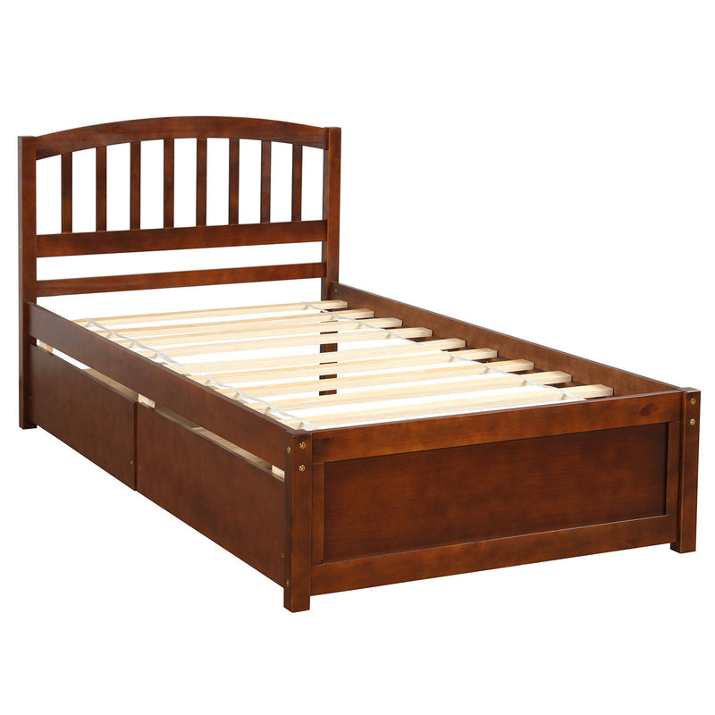 Platform Storage Bed Wood Bed Frame With Two Drawers And Headboard