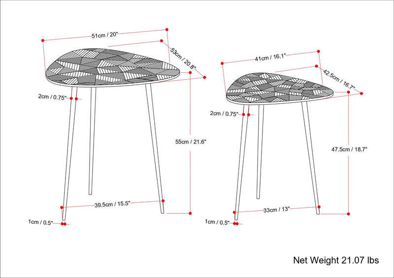 Shelton - 2 Piece Metal Nesting Table - Nickel