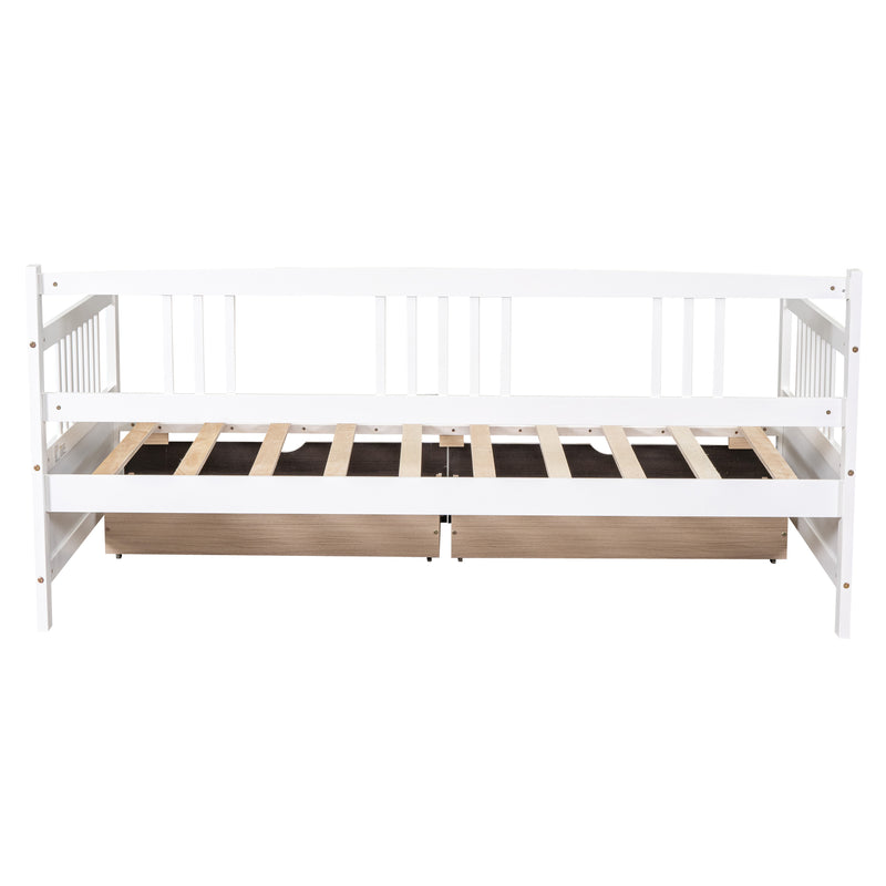 Twin Size Daybed Wood Bed with Two Drawers,White(OLD SKU:LP000057AAK)