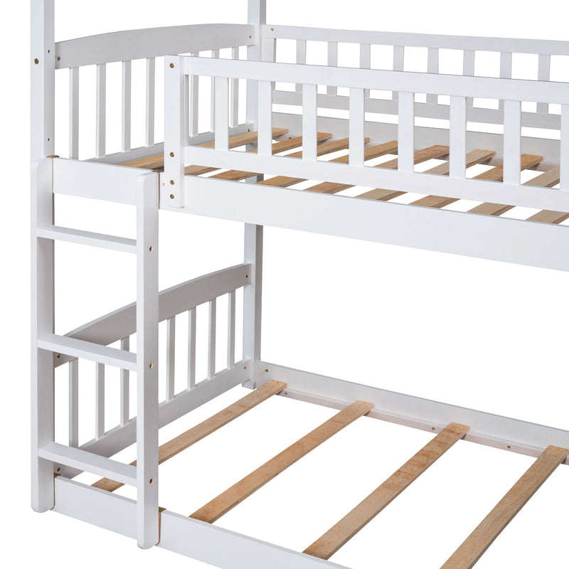 Twin Over Twin Bunk Bed With Slide, House Bed With Slide