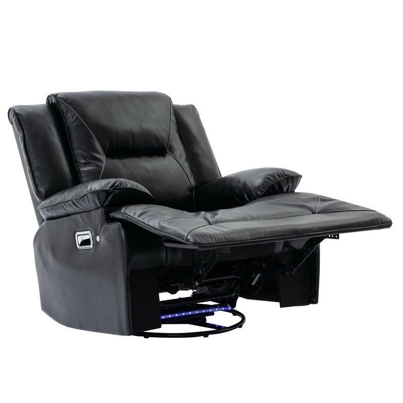 360° Swivel And Rocking Home Theater Recliner Manual Recliner Chair With A Led Light Strip For Living Room