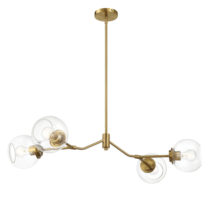 Jewel - 4 Lights Modern Farmhouse Chandelier Ceiling Hanging Light Fixture - Clear / Gold