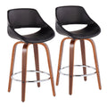 Fabrico - Mid Century Modern, Fixed Height Counter Stool With Round Footrest (Set of 2)