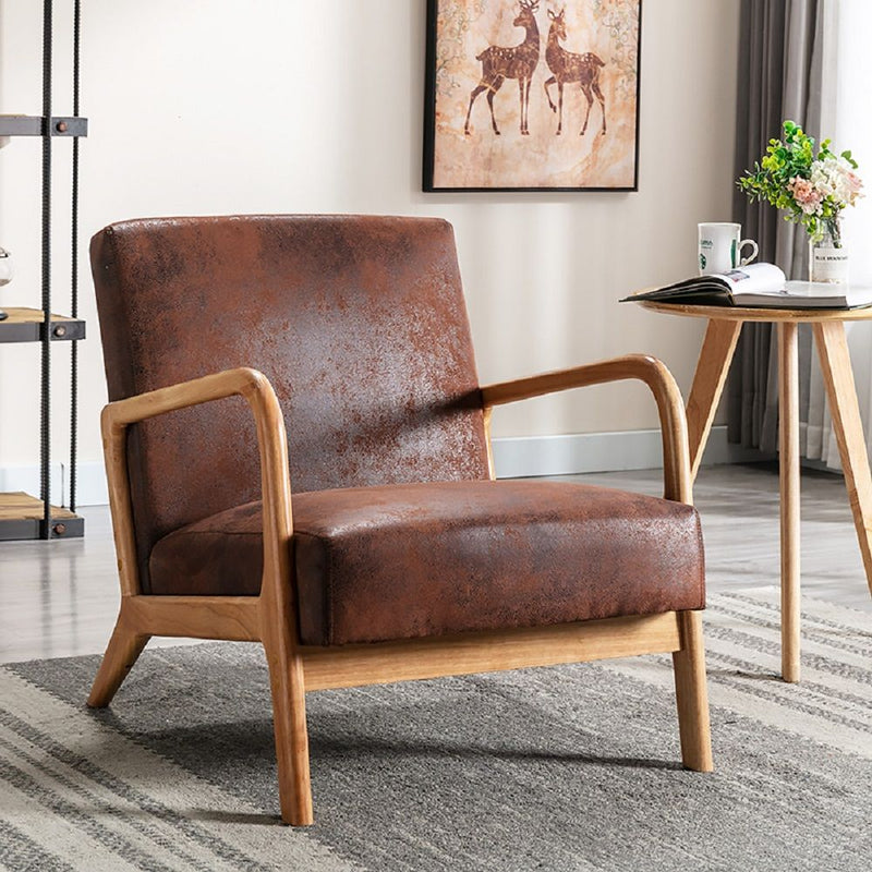 Classic Mid-Century Modern Accent Chairs, Open Framed Armchair With Cushioning