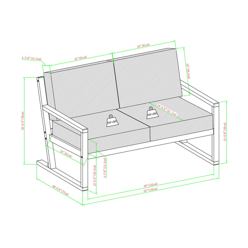 Contemporary Solid Wood Slat Back Patio Loveseat - Brown