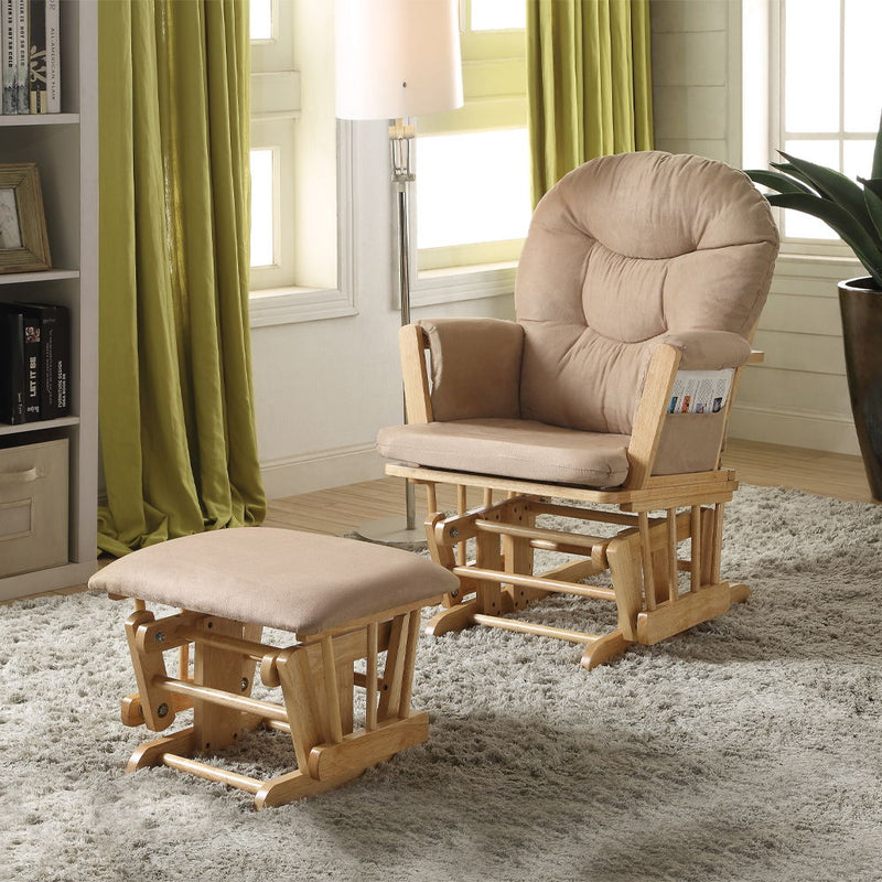 Rehan - Accent Chair - Taupe Microfiber & Natural Oak