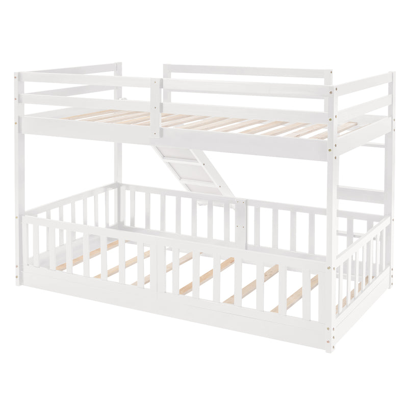 Twin Over Twin Bunk Bed with Slide and Ladder, White(Old SKU:LP000009AAK)