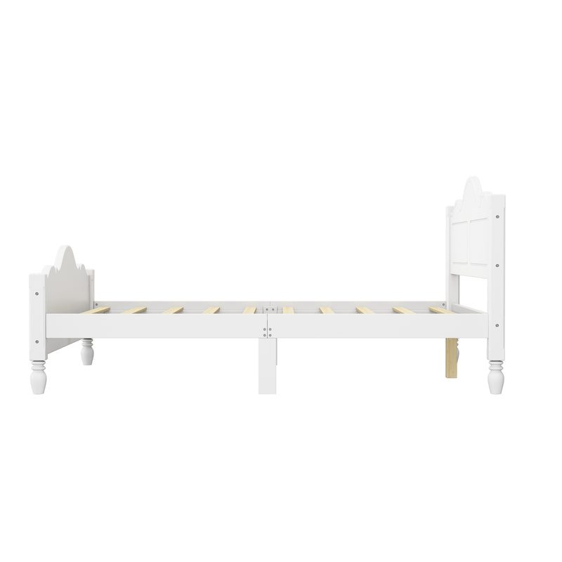 Traditional Concise Style Solid Wood Platform Bed, No Need Box Spring, White Queen