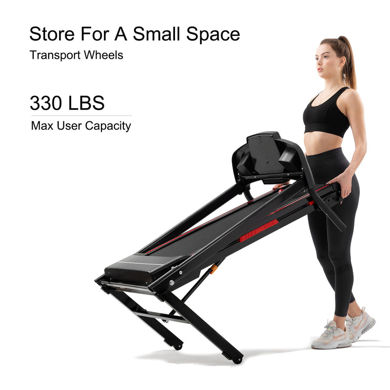 Folding Treadmills For Home - 3.5Hp Portable Foldable With Incline, Electric Treadmill For Running Walking Jogging Exercise With 12 Preset Programs, Indoor Workout Training Space Save Apartment, App - Black