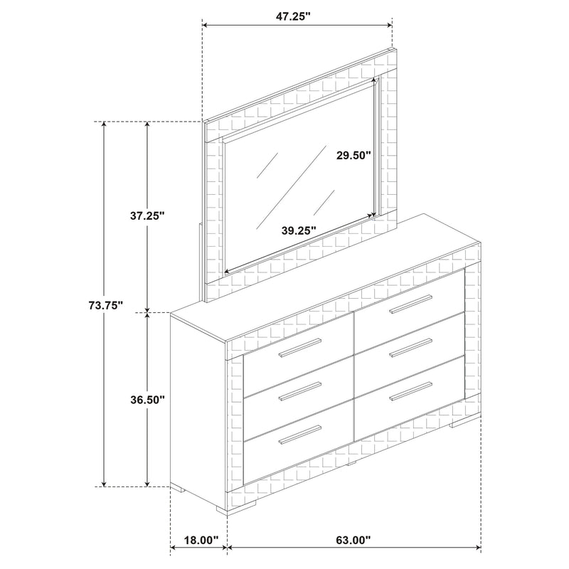 Ives - 6-Drawer Dresser And Mirror - White High Gloss