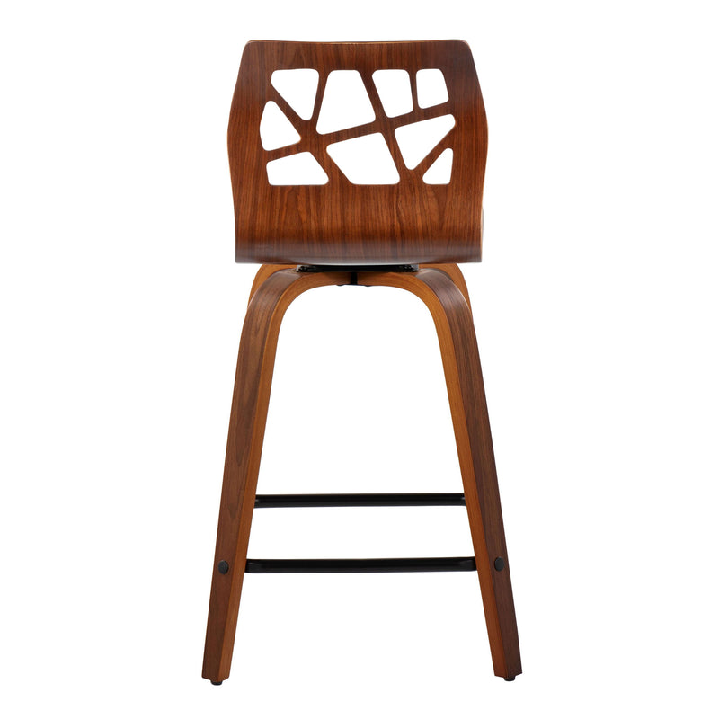 Folia - Mid Century Modern Fixed Height Counter Stool With Swivel With Square Footrest (Set of 2)