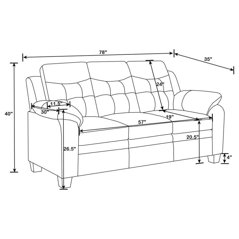 Finley - Upholstered Padded Arm Tufted Sofa Set