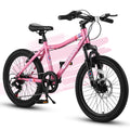 S20101 20" Kids' Bike, Boys Girls Mountain Bike Ages 8-12, 7 Speed Teenager Children Kids' Bicycles, Front Suspension Disc Brake Rear V-Brake, High Steel Frame