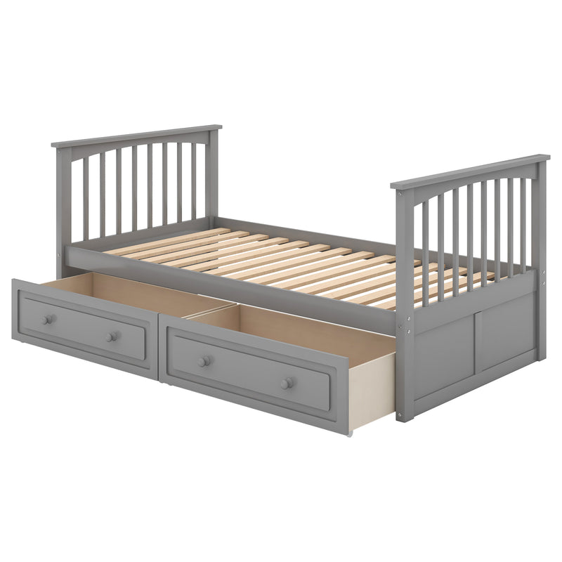 Twin over Twin Bunk Bed with Drawers, Convertible Beds, Gray(Old SKU: SM000240AAE-1)