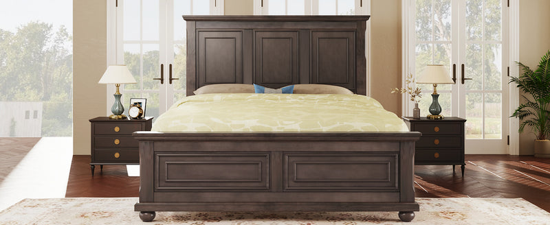 Traditional Town and Country Style Pinewood Vintage Full Bed, Rich Brown