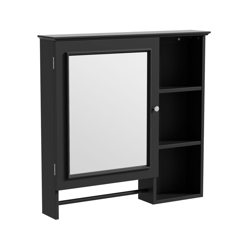 Wall Mounted Bathroom Storage Cabinet, Medicine Cabinets With Large Mirror Door, Adjustable Shelves And Three Open Storage Levels(Not Include Bathroom Vanity)