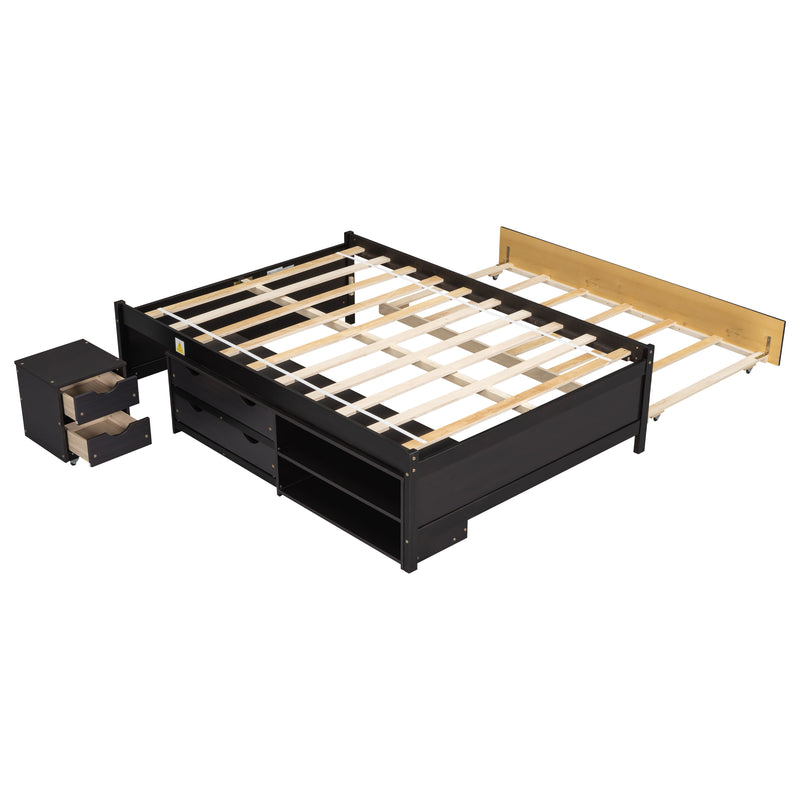 Versatile Bed With Trundle, Under Bed Storage Box And Nightstand