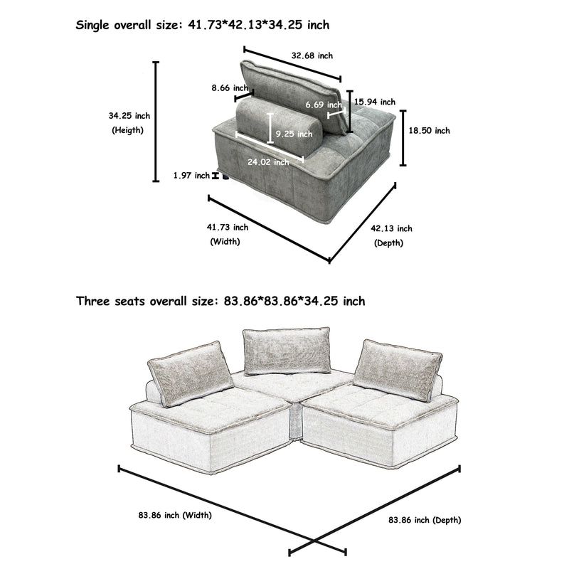 Luxury L-Shaped Modular Sofa With Hidden Legs, Adjustable Cushions, And Spring Seats - Perfect For Modern Living Room