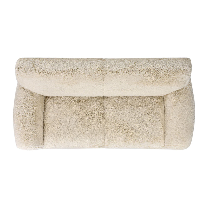 Summit - Faux Sheepskin Overstuffed Sofa - Cream Beige