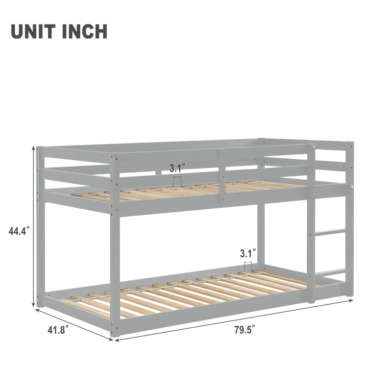 Twin over Twin Floor Bunk Bed,Grey(New SKU:W504P148536)