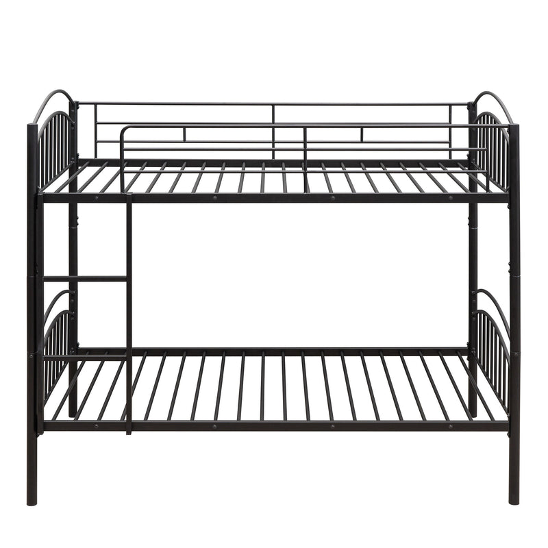 Twin Over Twin Metal Bunk Bed, Divided Into Two Beds - Black