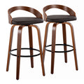 Grotto - Mid Century Modern Fixed Height Barstool & Swivel With Round Footrest (Set of 2)