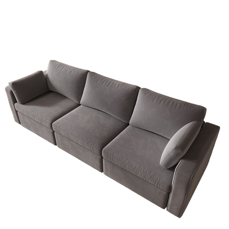 3 Seats Modern U-Shape Sectional Sofa, Oversized Upholstery Chaise Couch With Storage Ottomans For Living Room / Loft / Apartment / Office