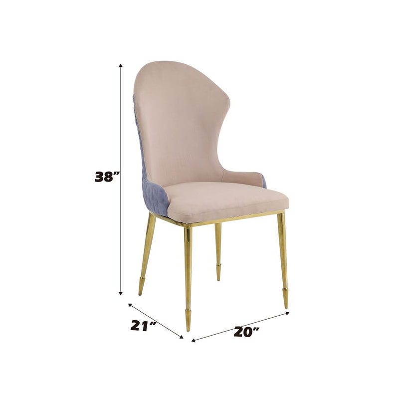 Caolan - Side Chair (Set of 2) - Tan, Lavender Fabric & Gold