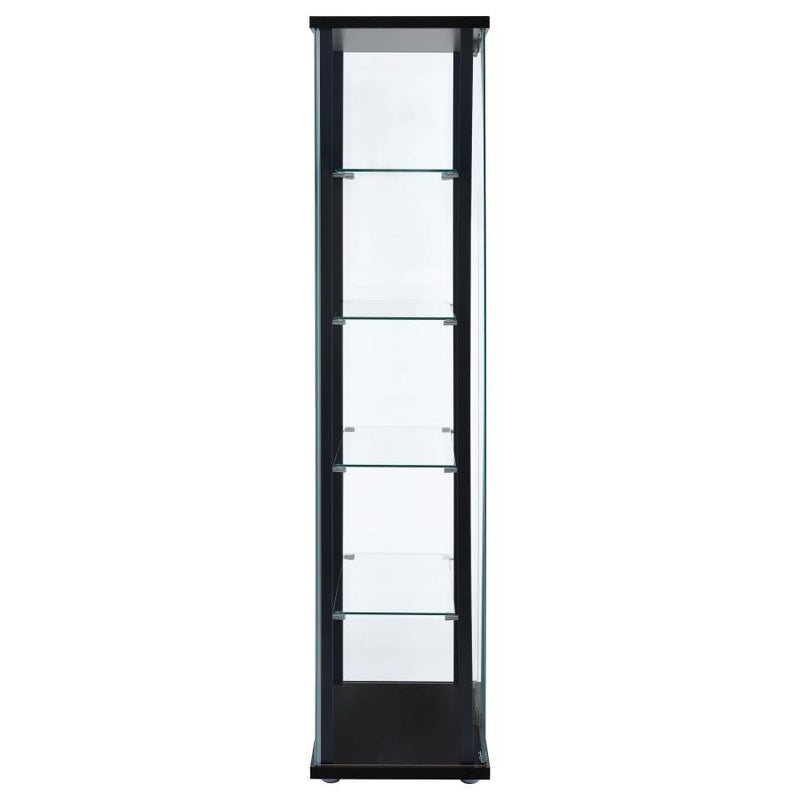 Delphinium - 5-Shelf Clear Glass Curio Display Cabinet - Black