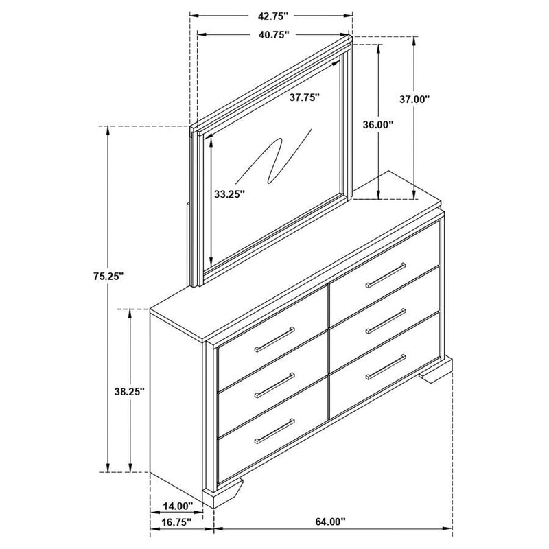 Baker - 6-Drawer Dresser With Mirror - Light Taupe