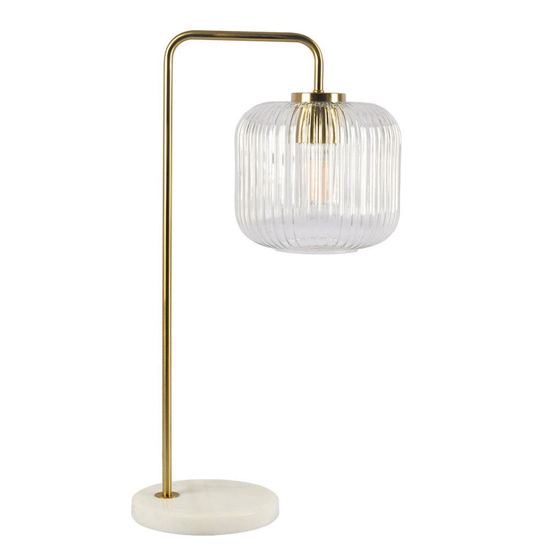 Haven - Clear Table Lamp, Button Control - Gold / White / White Marble