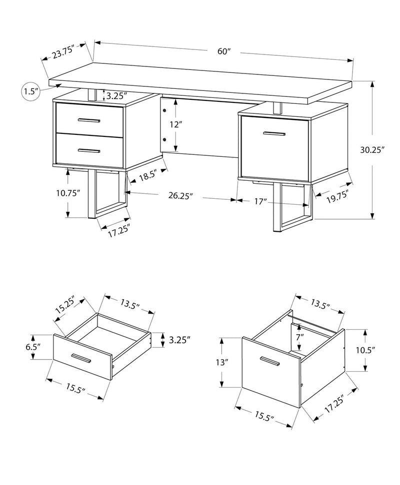 Computer Desk For Home Office, Laptop, Left, Right Set - Up, Storage Drawers, Contemporary & Modern