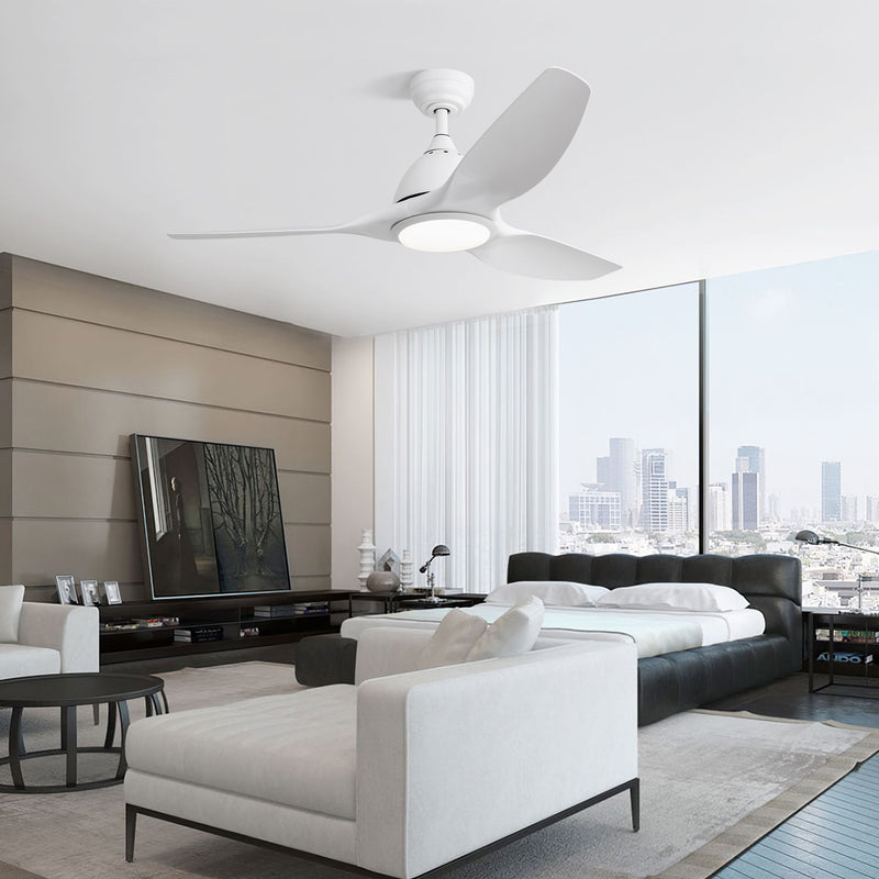 Modern Ceiling Fan With 22W Led Light, 3 ABS Fan Blades Dc Motor Ceiling Fan For Bedroom Living Room