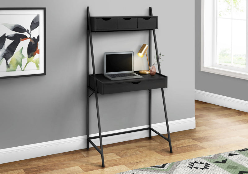 Computer Desk For Home Office, Laptop, Leaning, Storage Drawers, Contemporary & Modern