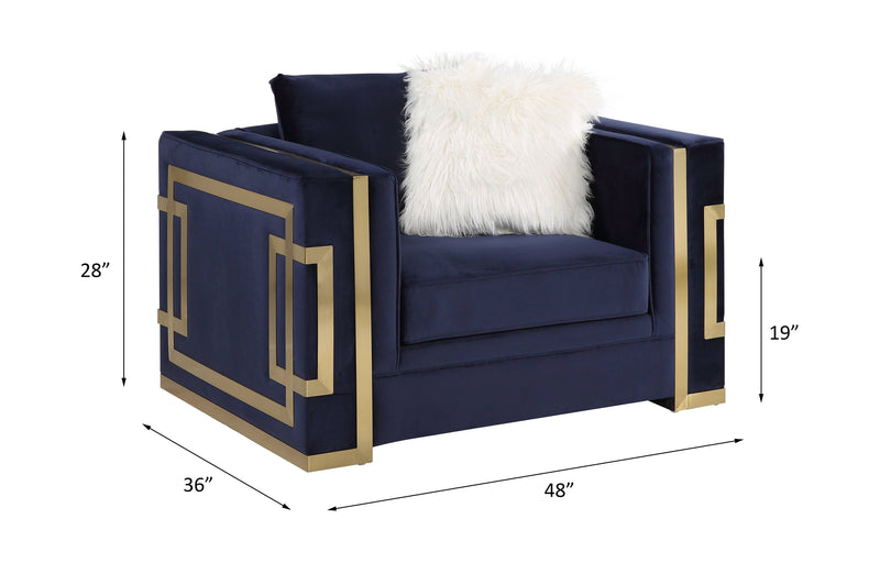 Virrux - Chair - Blue Velvet & Gold Finish