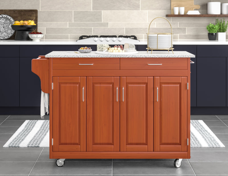 Create-A-Cart - 4 Doors Kitchen Cart - Gray Granite Top