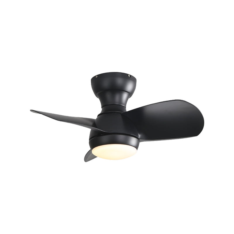 23" Bedroom Ceiling Fan With 3 Color Dimmable 3 ABS Blades Remote Control Dc Motor Black With 18W Led Light