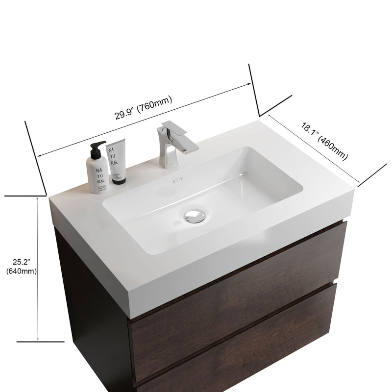 Alice - Bathroom Vanity Wall Mounted With Sink, Large Storage Floating Bathroom Vanity For Modern Bathroom, One-Piece Sink Basin Without Drain And Faucet