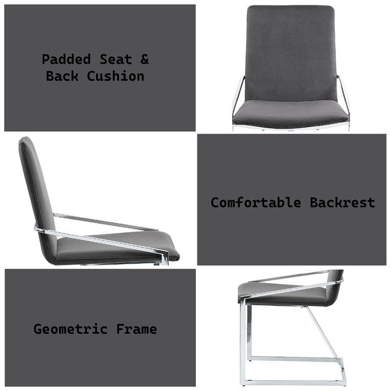 Zlatan - Side Chair (Set of 2) - Gray Velvet & Chrome